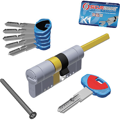 Cilindro sagomato evo k1 3100-q pomolo securemme ott.nich.satin chiavi 5 mm 7...