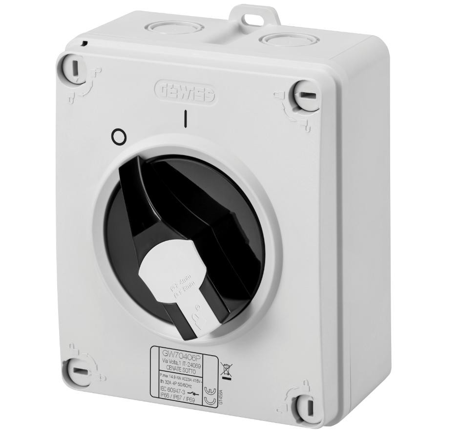INTERRUTTORE SEZIONATORE ROTATIVO - HP - COMANDO - CASSETTA IN MATERIALE ISOLANT