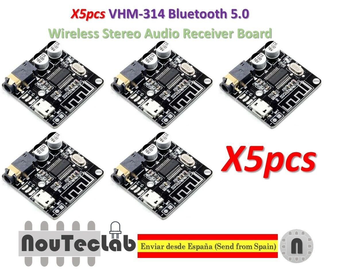 5pcs VHM-314 Bluetooth 5.0 Audio Receiver Lossless Decoder Wireless Stereo Music