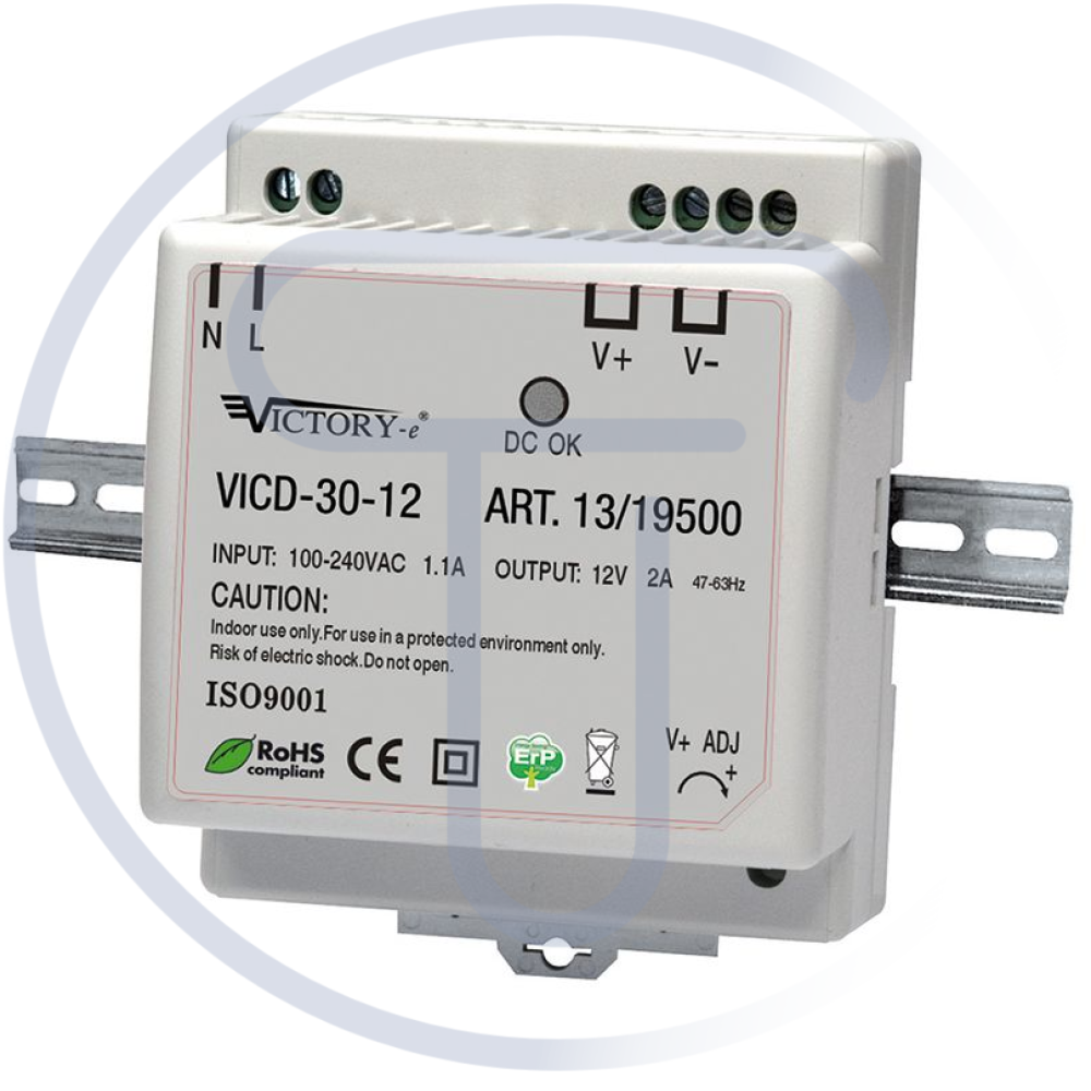 Alimentatore switching 12Vdc 3,5A 45W, guida din TS-35/7.5 e TS-35/15