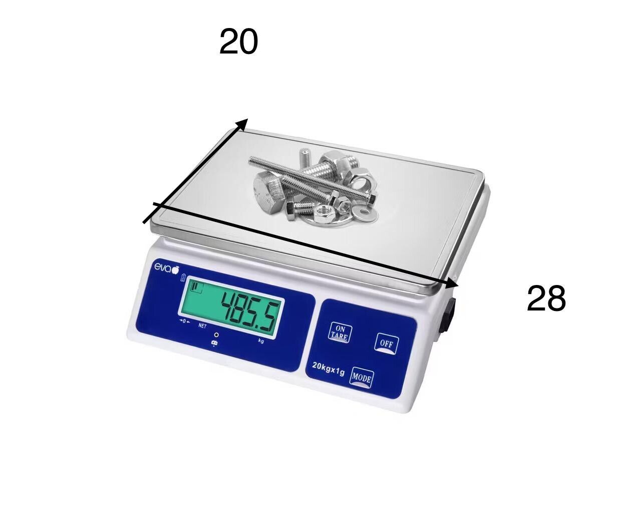 BILANCIA PESAPACCHI DIGITALE  INOX  20KG  : 1/2/5  EVA