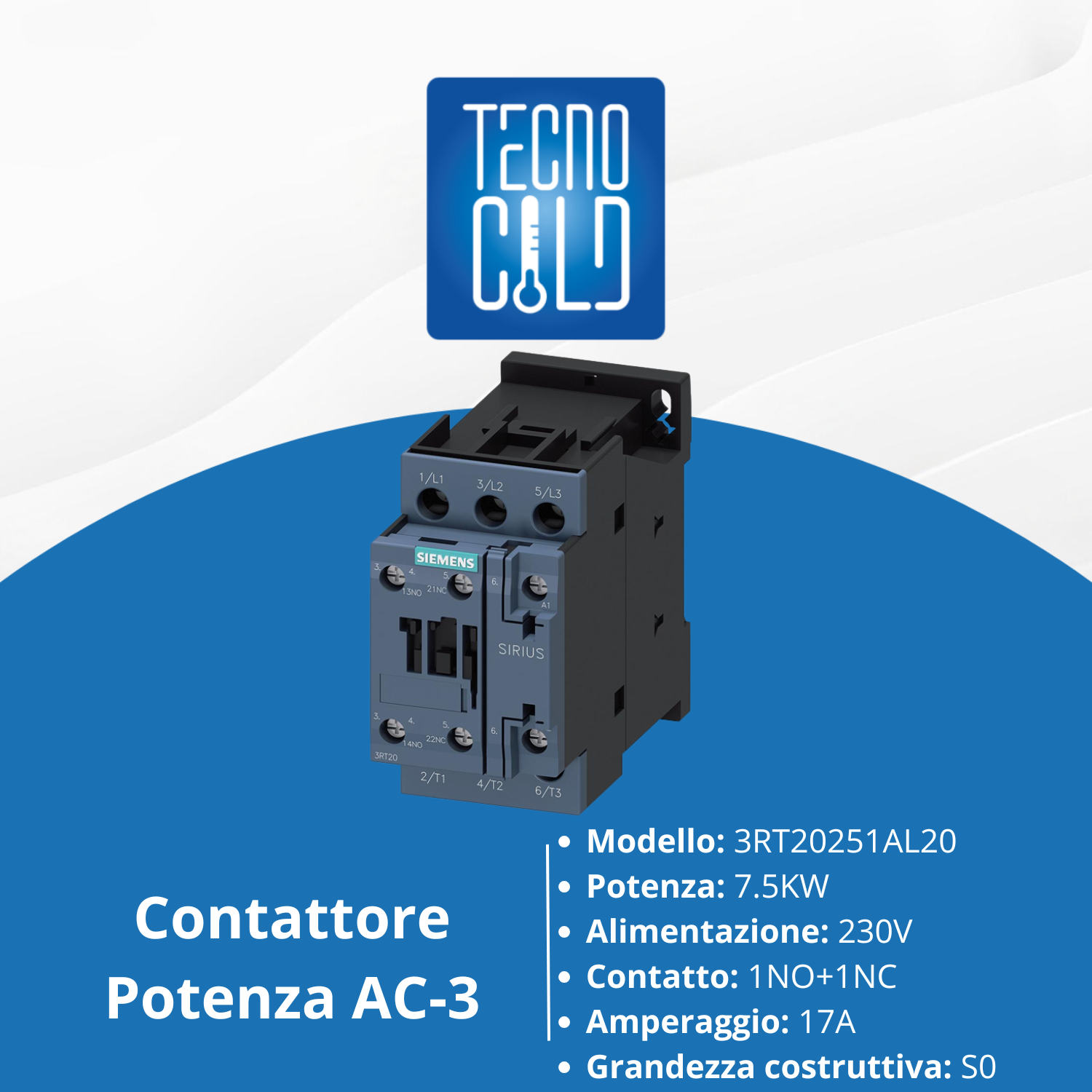CONTATTORE TELERUTTORE 3 POLI CONTATTI AUSILIARI CONTATTORI 230V 17A 1NC+1NO