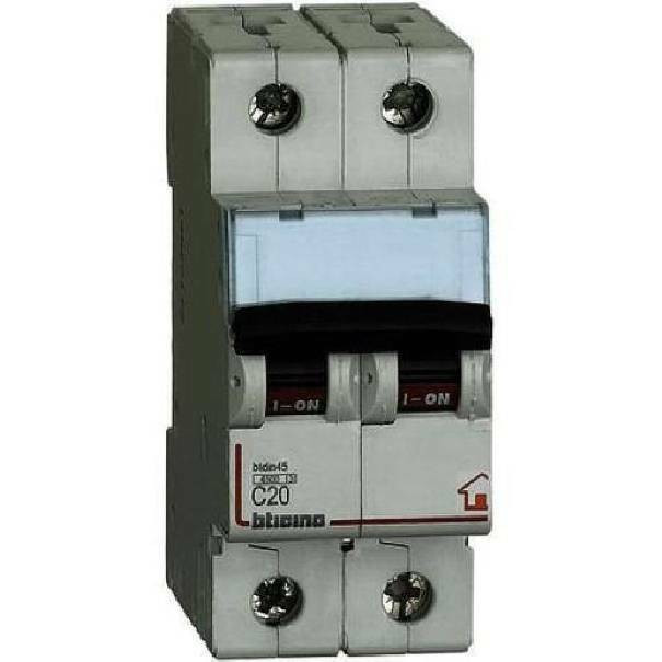 BTICINO BTDIN MAGNETOTERMICO C20 2P 2 MODULI 4500A FC820C20