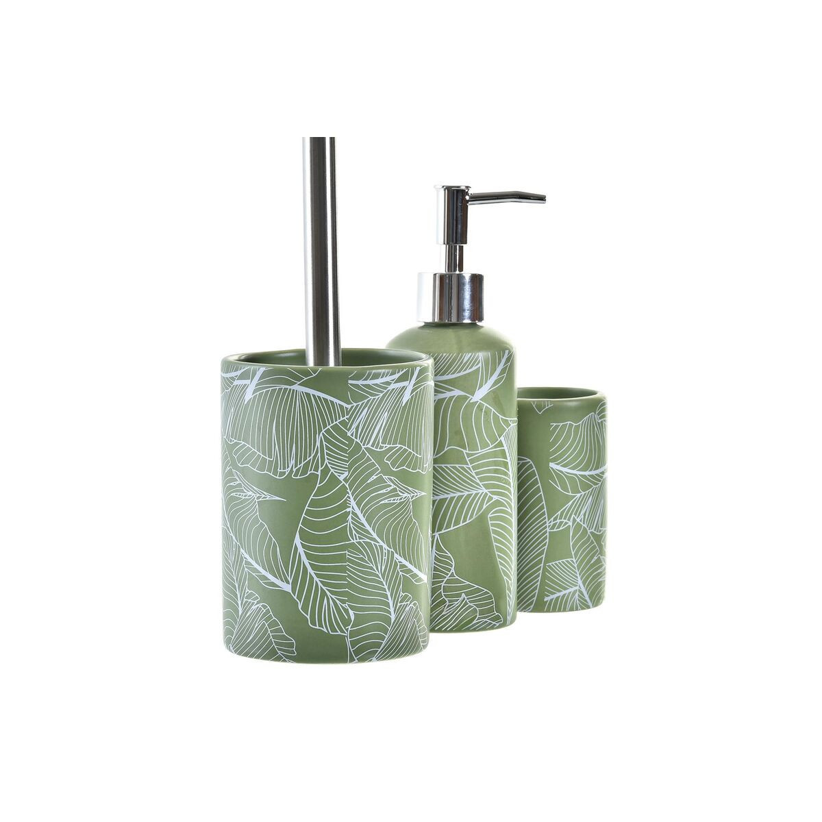 Set da Bagno DKD Home Decor Verde Argentato polipropilene Dolomite Tropicale