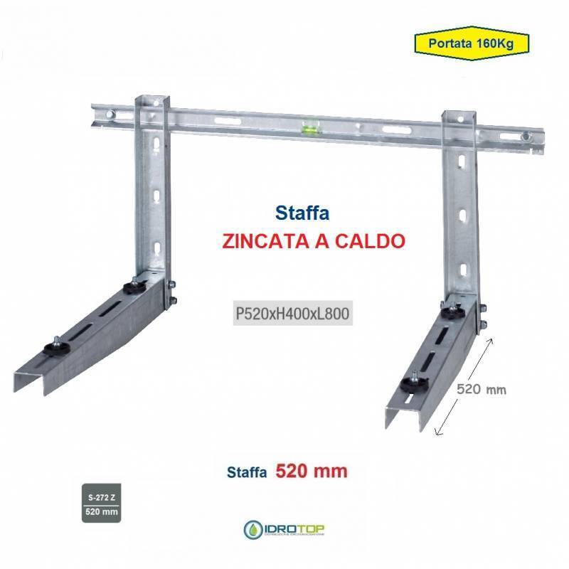 Staffa Regolabile ZINCATA a CALDO cm 52 per Climatizzatore portata 160 Kg.