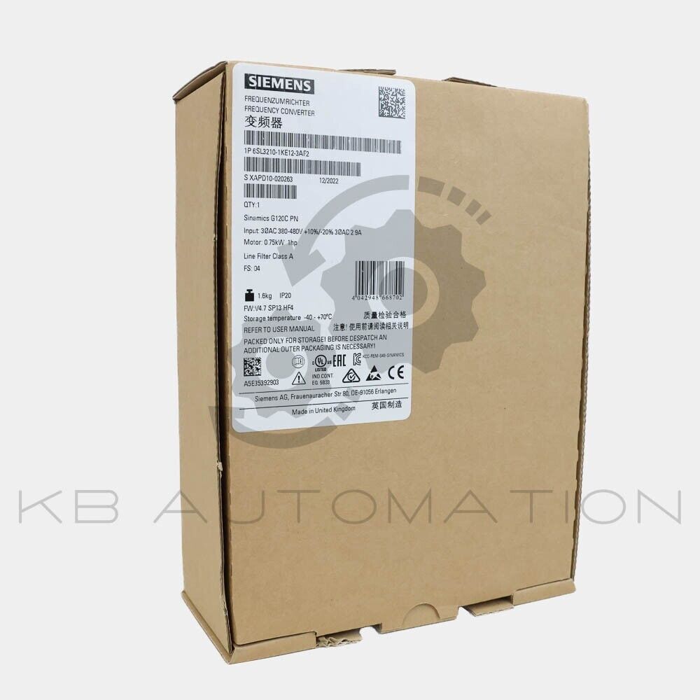 Siemens 6SL3210-1KE12-3AF2 SINAMICS G120C PN convertitore di frequenza, 0,75 kW