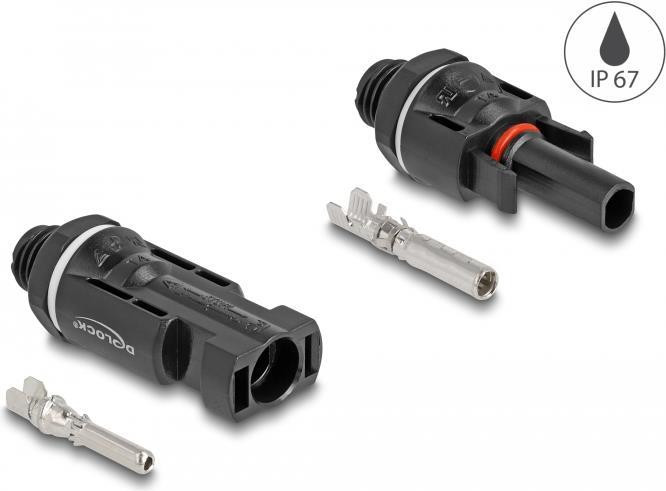 Delock Connettori solari DL4 a crimpare, maschio e femmina, neri 2 pezzi