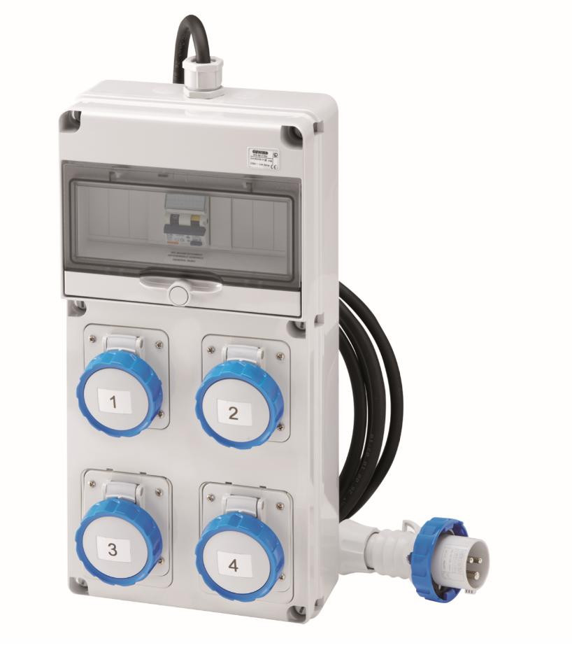 Q-DIN 10 ASC - MOBILE E PORTATILE - CON CAVO E SPINA - 4 2P+T 16A IEC309 - IP65