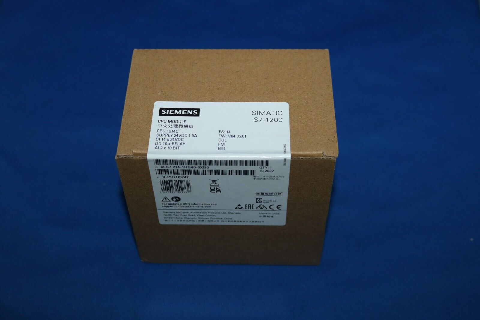 Siemens Simatic 6ES7214-1HG40-0XB0 CPU 1214C S7-1200 DI14x24VDC DO10xREL AI2
