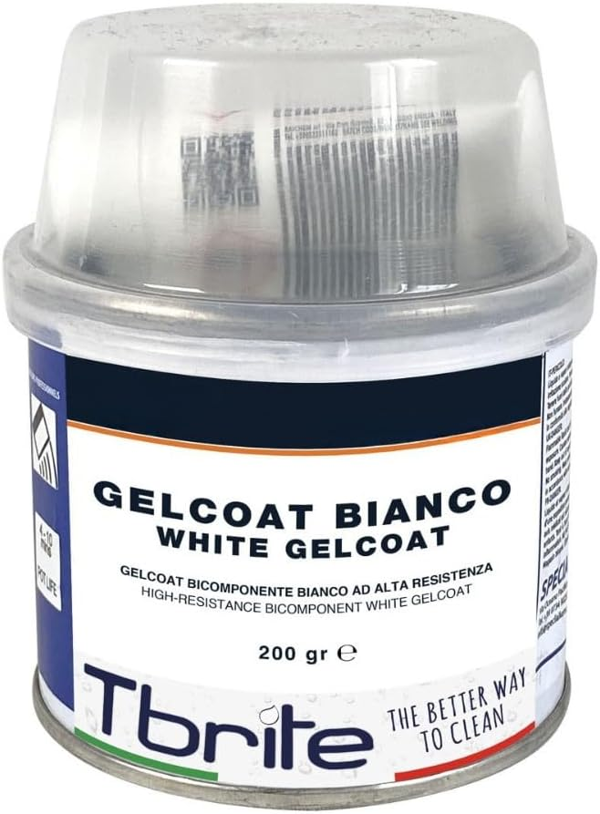 T-Brite Gelcoat Bianco Bicomponente ad Alta Resistenza 200g per Riparazione gel