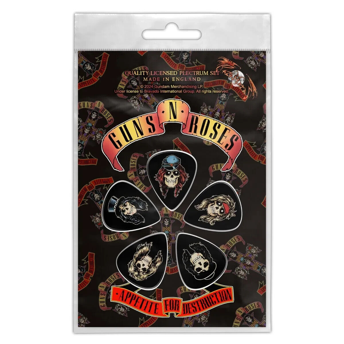 GUNS 'N' ROSES Teschi 5 X Pacchetto Di Plettri Per Chitarra