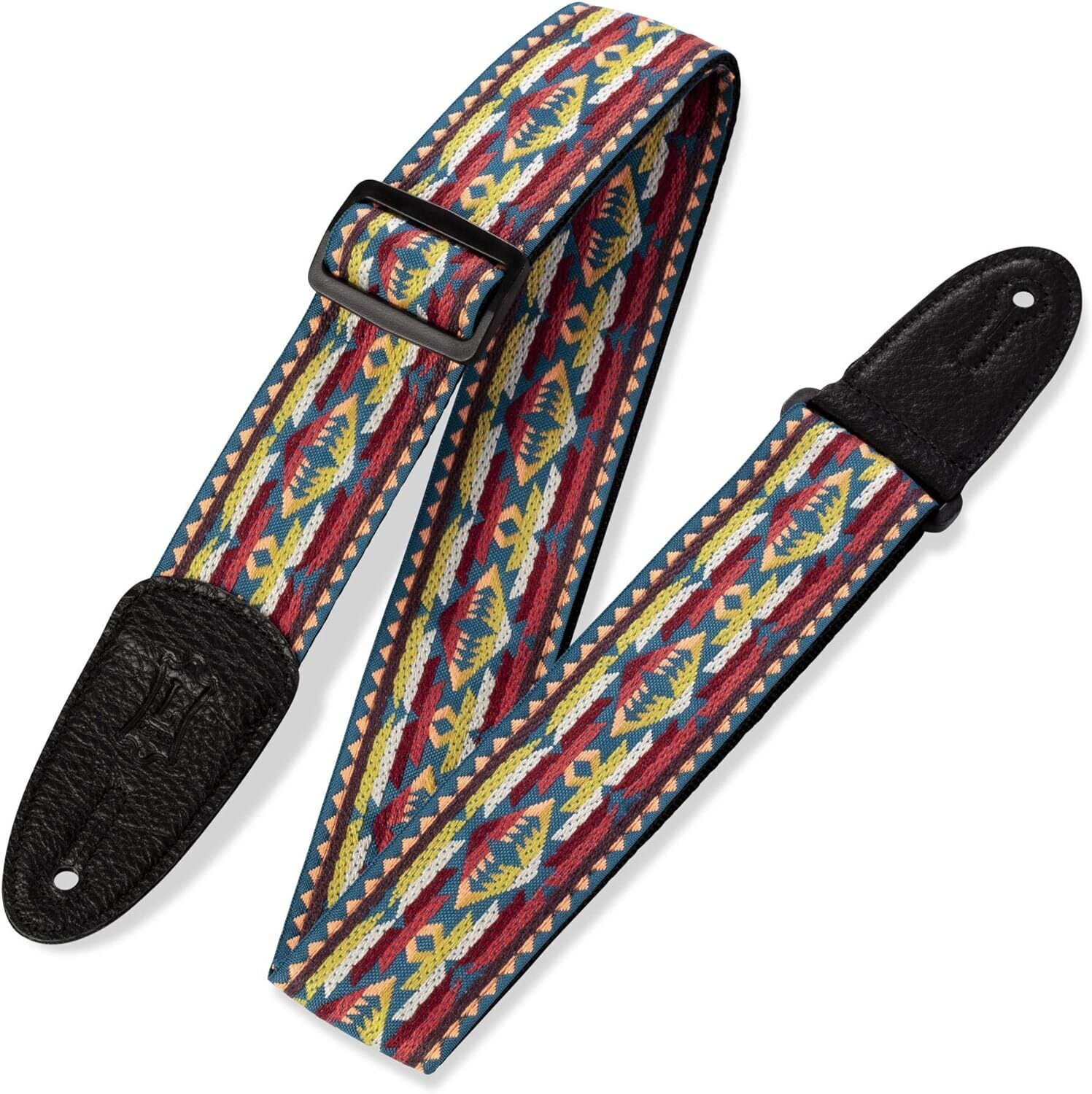 Levy's M8HT-22 Tracolla Per Chitarra Jacquard Weave Poly Back & Leather Ends 2"