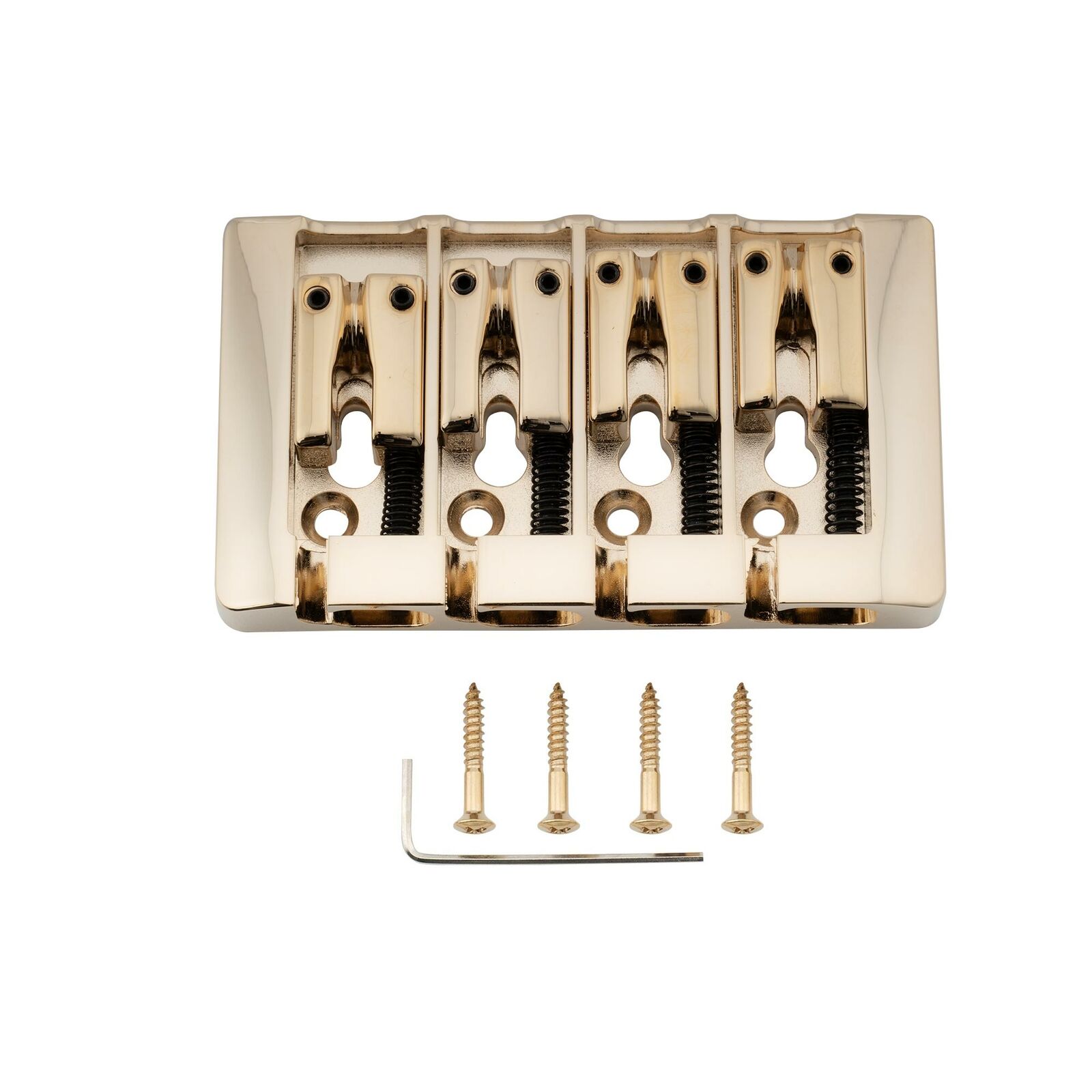 Musiclily Pro Gold 19mm Pre-Radiused Hard Zinc 4 String Electric Bass Bridge