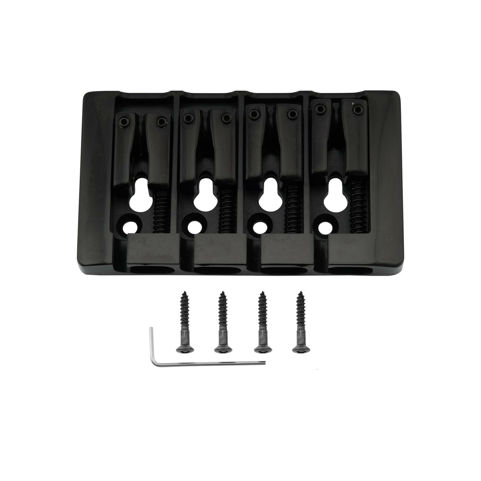 Musiclily Pro Black 19mm Pre-Radiused Hard Zinc 4 String Electric Bass Bridge