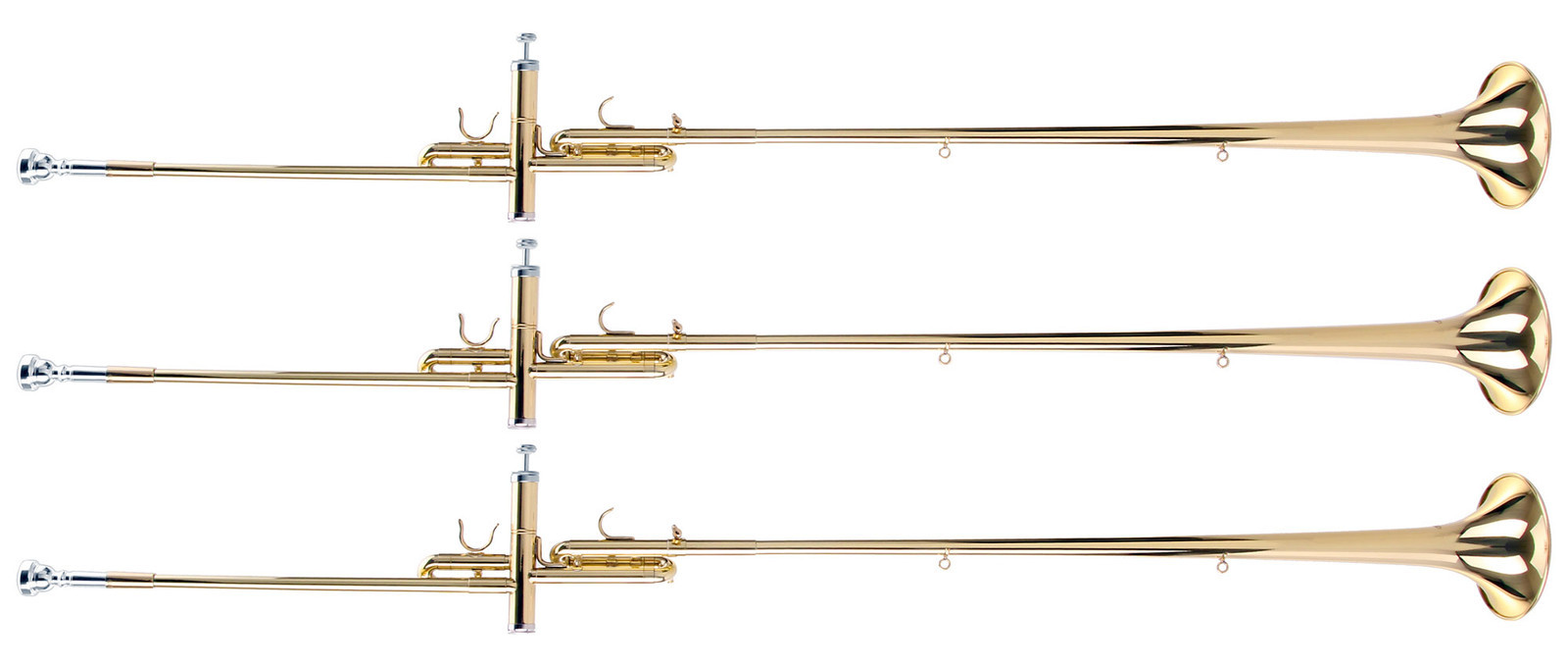 3x Tromba Aida Fanfara Sib Trumpet Brass Valvola Bocchino Custodia Finatura Oro