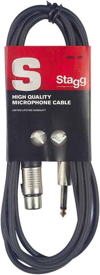 Stagg SMC6XP Cavo Microfonico di Alta Qualità XLRf to Jack, 6 m, Nero 6m,