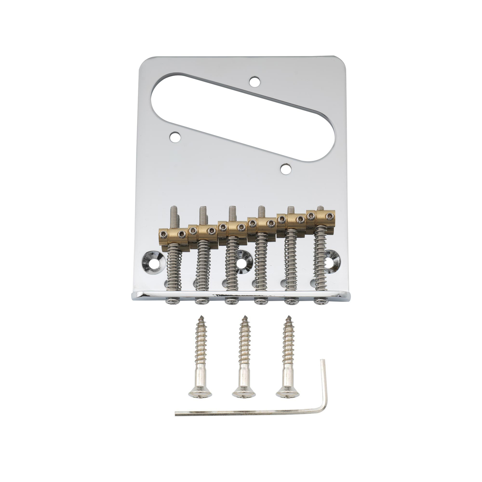 Musiclily Pro Chrome 54mm Modern Bridge Barrel Brass 6 Saddles For Tele Guitar
