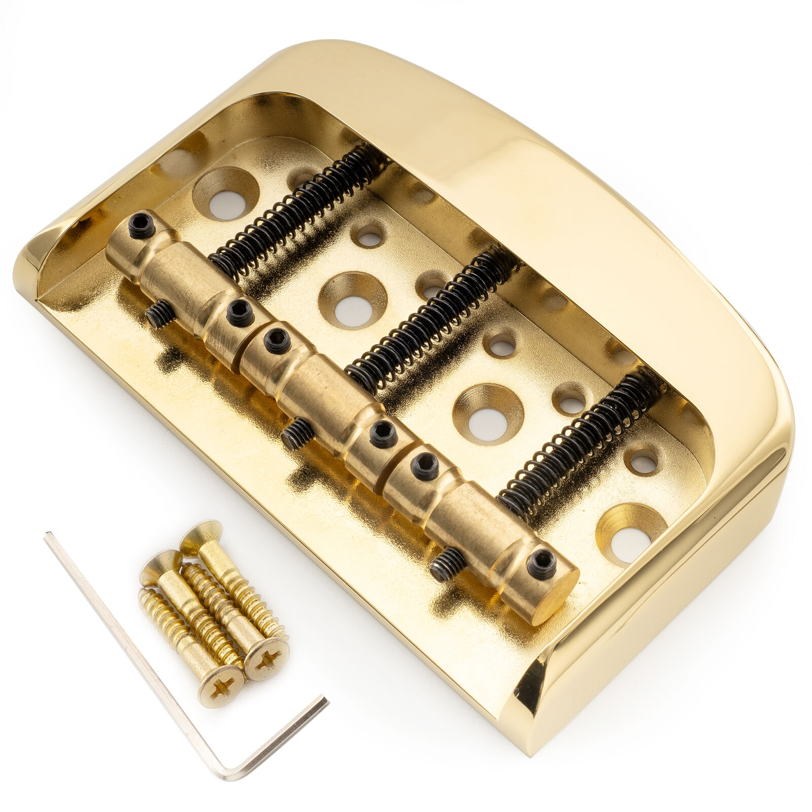 Musiclily Ultra Gold Aluminum Plate Brass 3-Saddle Short Vintage Bridge For Tele