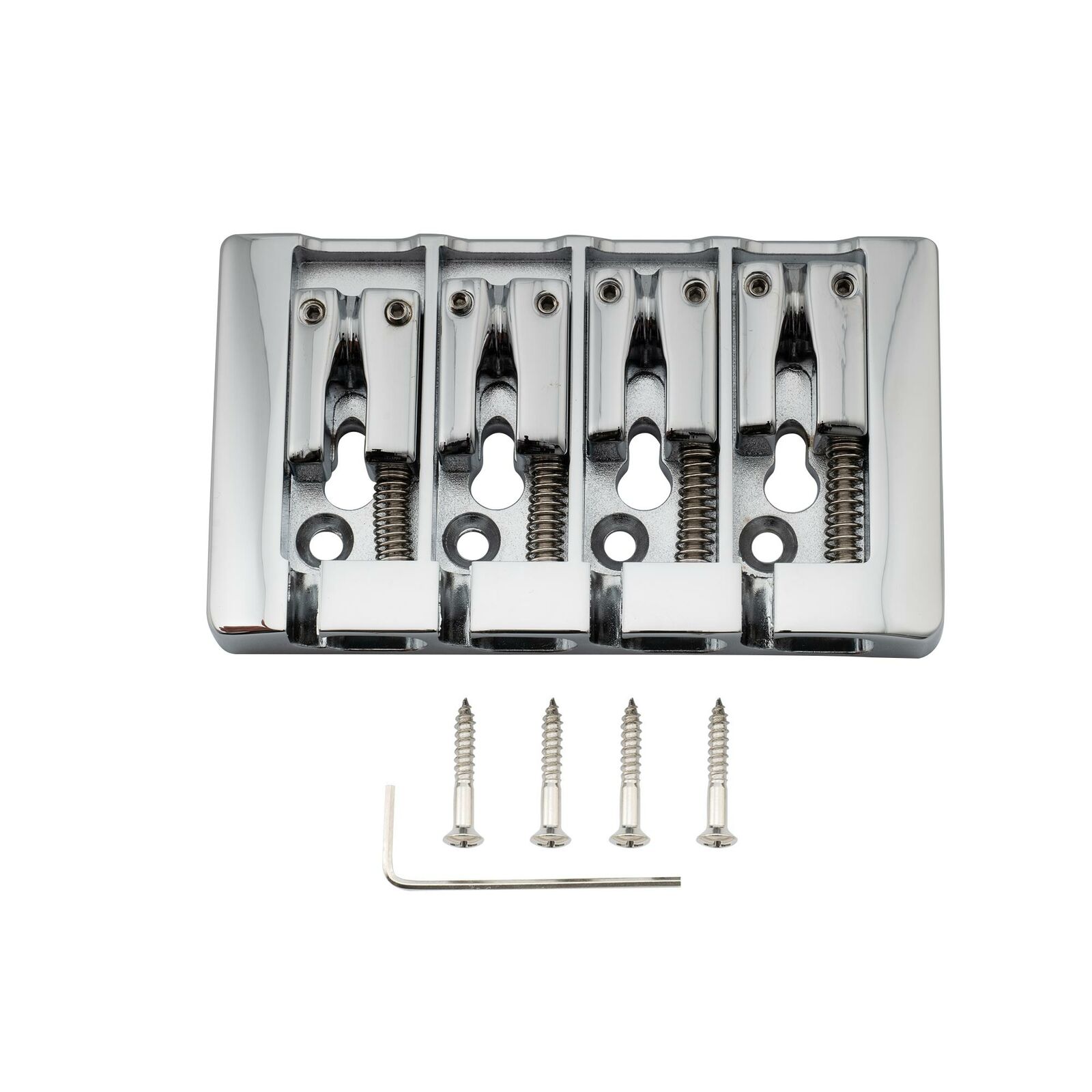 Musiclily Pro Chrome 19mm Pre-Radiused Hard Zinc 4 String Electric Bass Bridge