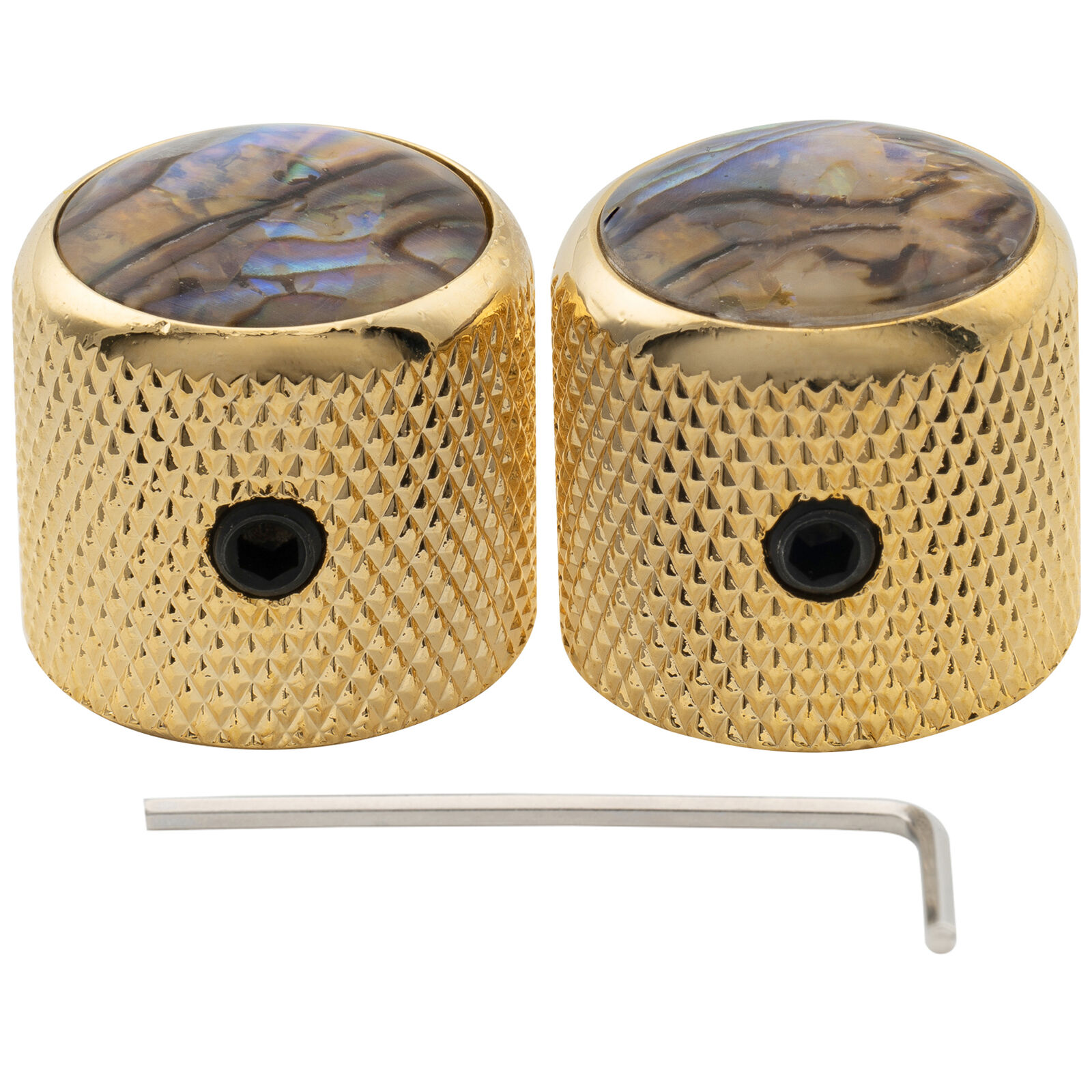 Musiclily Pro 2Pcs Gold 1/4 Inch Steel Abalone Top Dome Universal Guitar Knobs