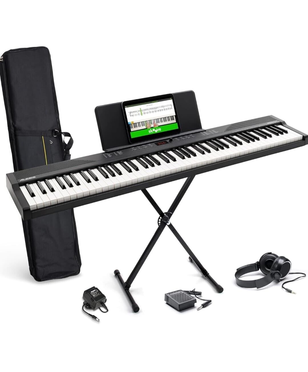 Tastiera musicale 88 tasti Alesis con 480 suoni altoparlanti USB MIDI custodi...