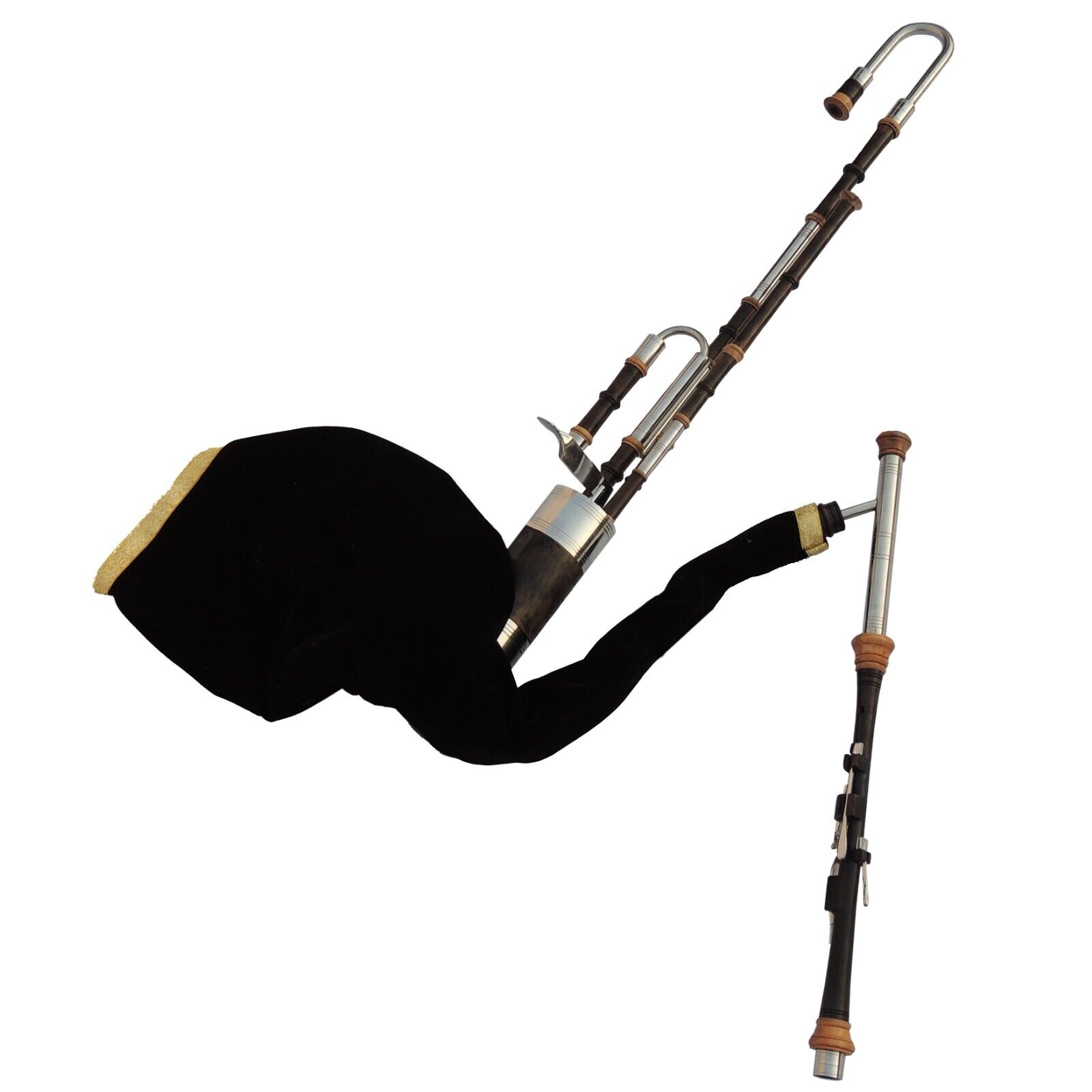 Uilleann Pipes in D – Set parziale con chanter a 4 tasti (C3)