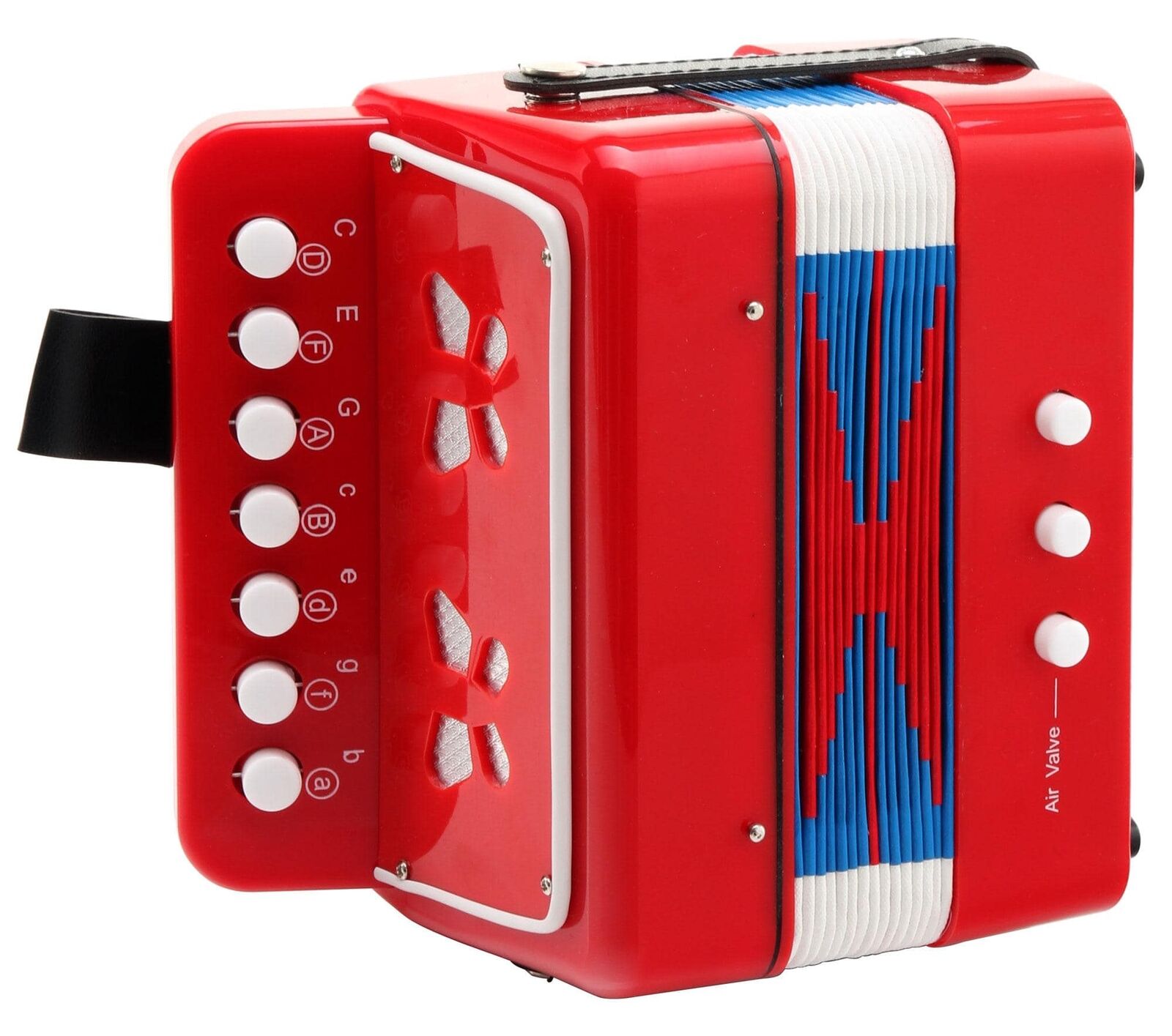 Fisarmonica Armonica Novizio 7 Toni 2 Bassi Cinturino Bambini Ragazzi Rosso
