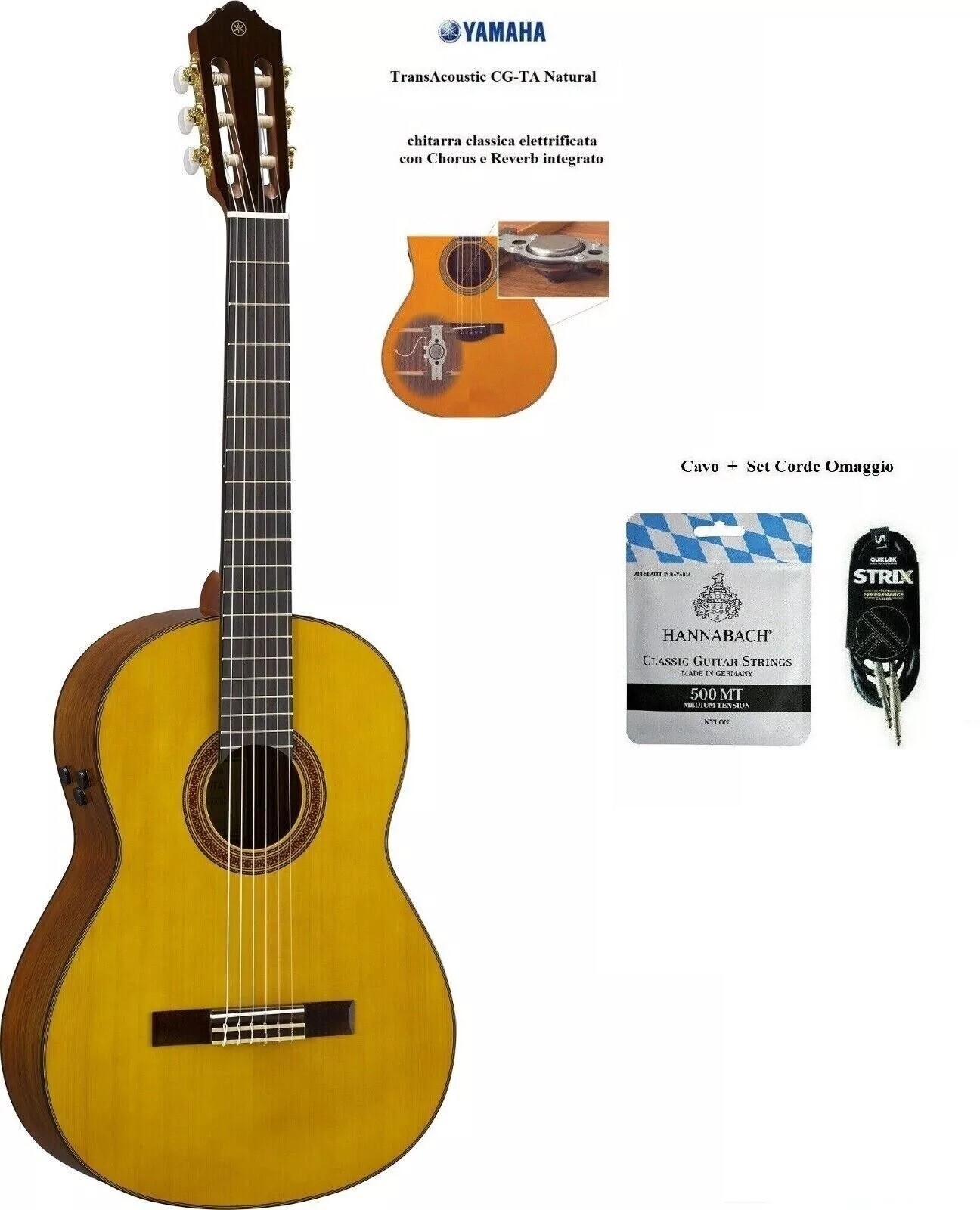 YAMAHA CGTA TransAcoustic CHITARRA CLASSICA ELETTRIFICATA con riverbero e chorus