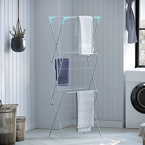 Home Vida 3 Ripiani, Stendibiancheria Per Interni Ed Esterni, 14 Metri, Argento, Metallo, 135 X 65 X 51 Cm Circa