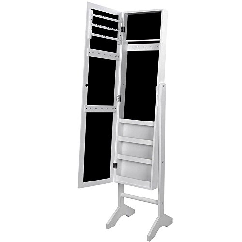 Songmics Spiegelschrank, Für Ketten, Ohrringe, Armbänder, 35,5 X 153 X 35 Cm, Weiß Armadietto Portagioie Con Specchio In Legno Mdf, Bianco, 35.5X35X12