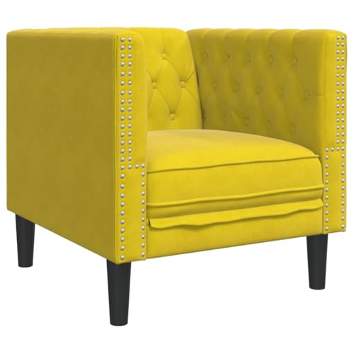 Vidaxl Poltrona Chesterfield Gialla In Velluto, Poltrona, Poltrona Relax, Poltrona In Velluto, Poltrona Singola, Poltrona Tv, Poltrona Imbottita