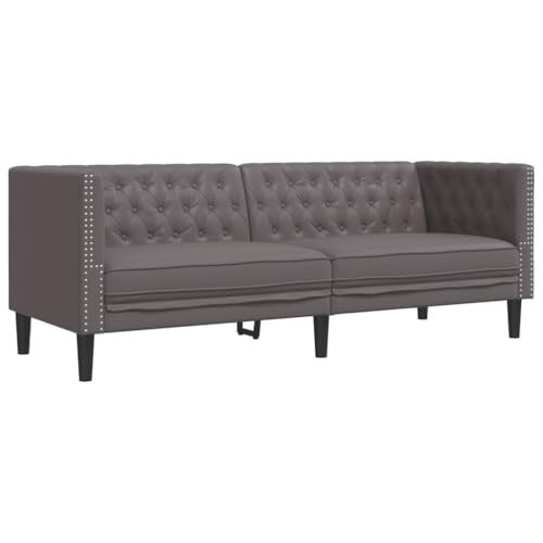 Vidaxl Divano Chesterfield A 3 Posti Grigio In Similpelle, Divano A 3 Posti, Divano, Divano Imbottito, Divani A 3 Posti, Divani, Divano Da Salotto
