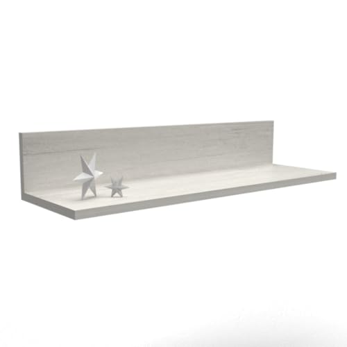 Mama Store Mensola Ripiano 70Cm A L Da Muro, Quercia Bianco, 70Cm X 22Cm X 13Cm
