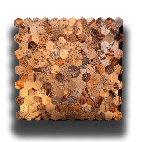 Eternal Parquet Top! Piastrella Autoadesiva In Vero Alluminio Serigrafato Esagoni Old Map 30X30Cm (Sp. 3Mm) Color Rame