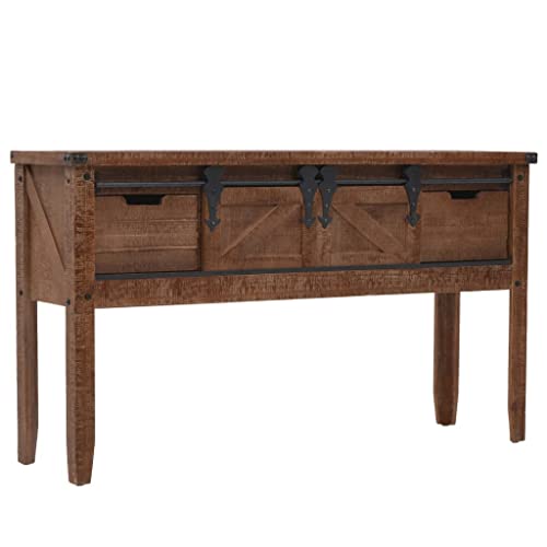 Vidaxl Legno Massello Abete Tavolo Consolle Marrone Tavolino Laterale Salotto