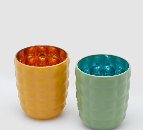 Edg Enzo De Gasperi Enzo De Gasperi Portacandela Satin Tumbler H 9,6 Cm D 8 Cm Ass. Vetro Yellow Green 1 Pz
