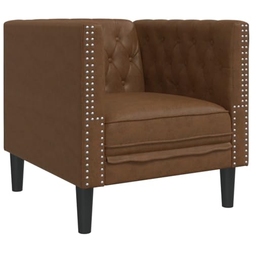Vidaxl Poltrona Chesterfield Marrone In Similpelle Scamosciata, Poltrona, Poltrona Relax, Poltrona In Ecopelle, Poltrona Singola, Poltrona Tv
