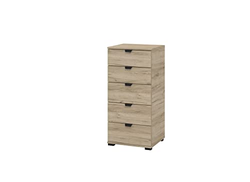 Arredo Stock Cassettiera In Laminato Effetto Quercia Con 5 Cassetti, 45X40X95