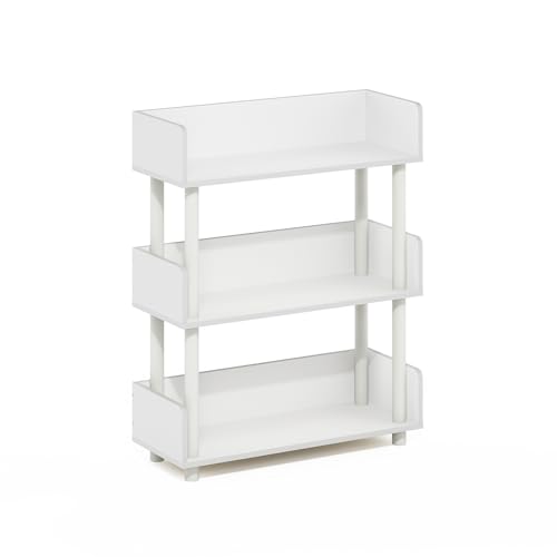 Furinno Turn-N-Tube Espositore Multiuso Autoportante A 3 Livelli, Libreria, Bianco/Bianco