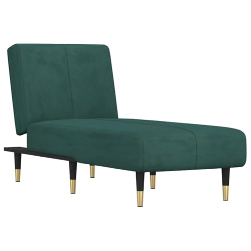 Vidaxl Chaise Longue In Velluto Verde Scuro