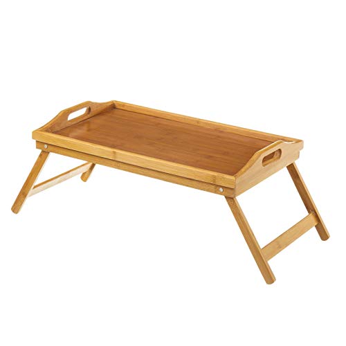 Casa D'Or Vassoio Da Letto Pieghevole Con Gambe In Legno Di Bambù Naturale, 50 X 30 X 22 Cm
