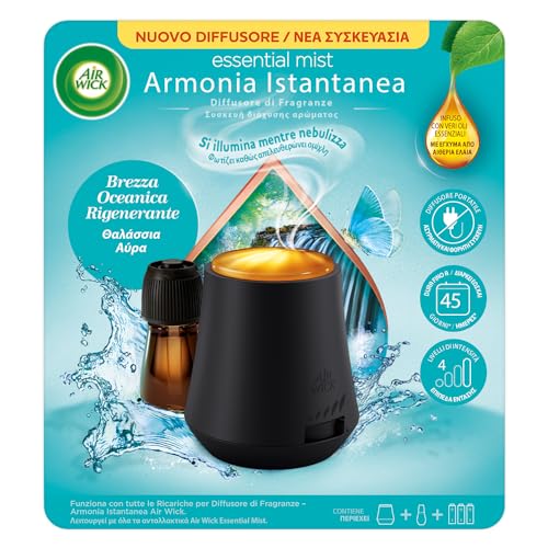 Airwick Armonia Istantanea Profumatore Per Ambienti, Confezione Con 1 Diffusore Di Oli Essenziali E 1 Ricarica Alla Fragranza Brezza Oceanica Per Diff