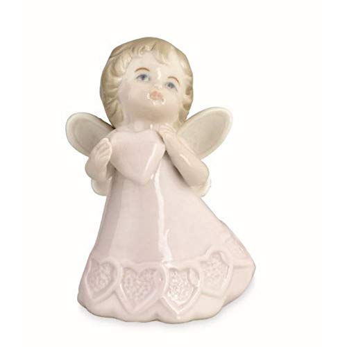 Publilancio Srl Angelo Rosa Con Cuore In Porcellana 7.5 Cm Bomboniera