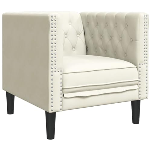 Vidaxl Poltrona Chesterfield Crema In Velluto, Poltrona, Poltrona Relax, Poltrona In Velluto, Poltrona Singola, Poltrona Tv, Poltrona Imbottita