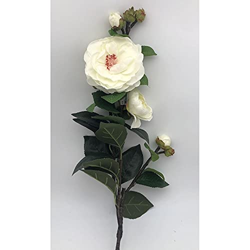 Bomboniere Fiori Artificiali Ramo Di Camelia Colore Avorio Da 90 Cm
