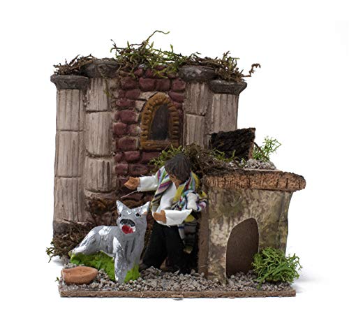 Joy Christmas Pastore Per Presepe In Movimento 14 Cm X 9 Cm Bambino Con Cane 50602