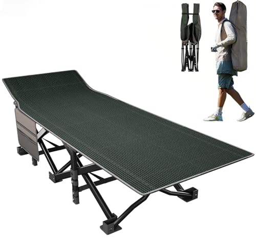 Overmont Lettino Da Campeggio Brandina Pieghevole - Letto Portatile - Letto Portatile Singolo Caricabile Fino 250 Kg - Con Tasca Laterale Borsa Traspo