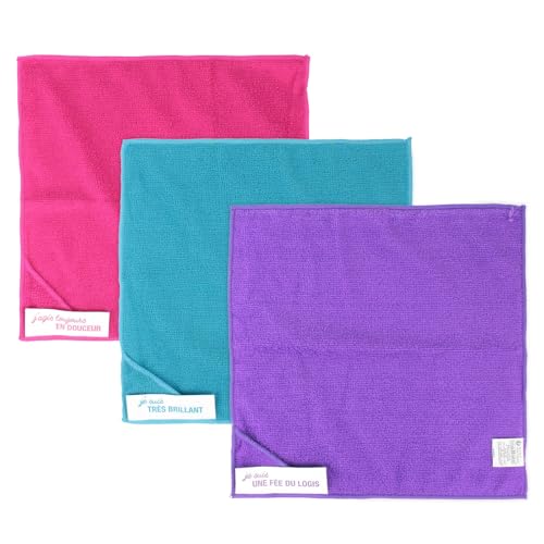 Je Cherche Une Idee Cmme2298 Set 3 Gamuzas Microfibra, Poliestere, Multicolore, 30 X 30 X 0,30 Cm