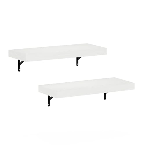Furinno Tanna Mensole Espositive Galleggianti Da Parete Da 57 Cm, Bianco Texture, Set Di 2