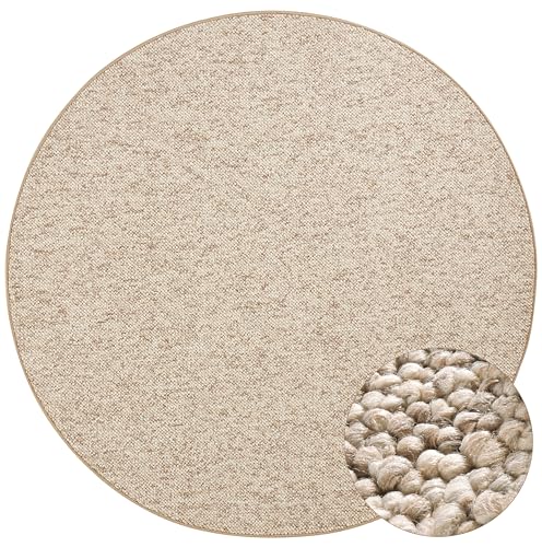 Bt Carpet Wolly Tappeto Rotondo – Tappeto Da Soggiorno A Pelo Corto, Effetto Lana, Look Skandi, Sala Da Pranzo, Soggiorno, Camera Da Letto, Colore: Cr